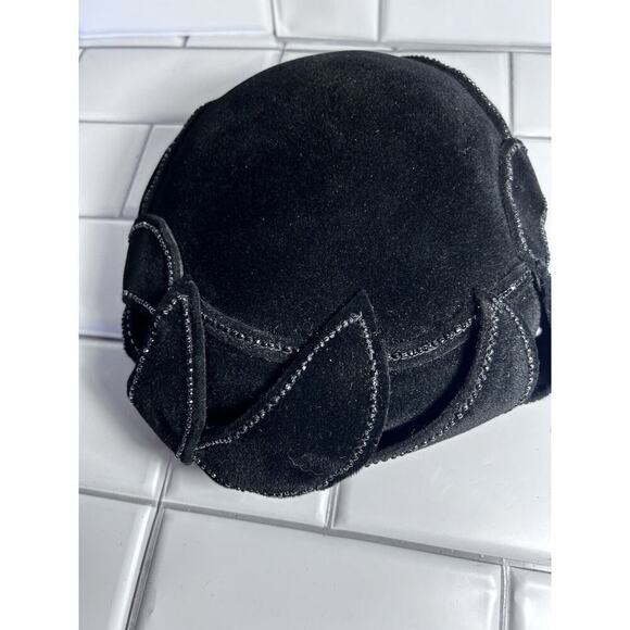 Helen Joyce Original New York Black Velour Vintage Hat With Rhinestones Fle’chet main image 8